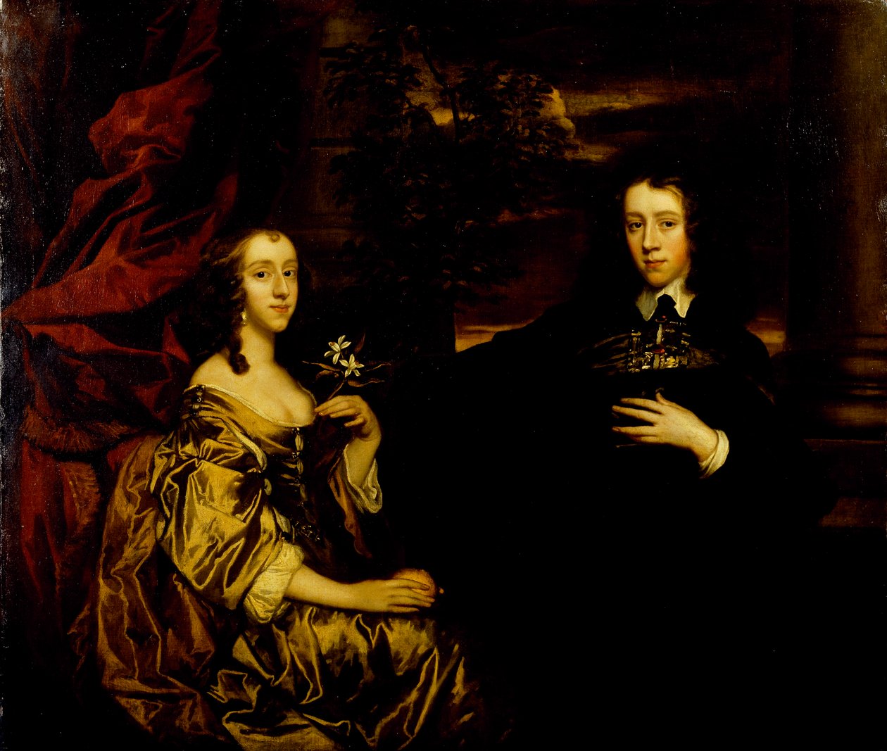 Retrato de um jovem cavalheiro e sua esposa, c.1655-58 (óleo sobre tela) de Peter Lely