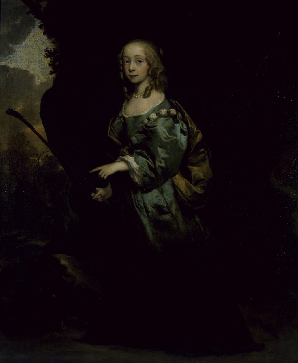 Retrato de uma jovem rapariga em verde (óleo sobre tela) de Peter Lely