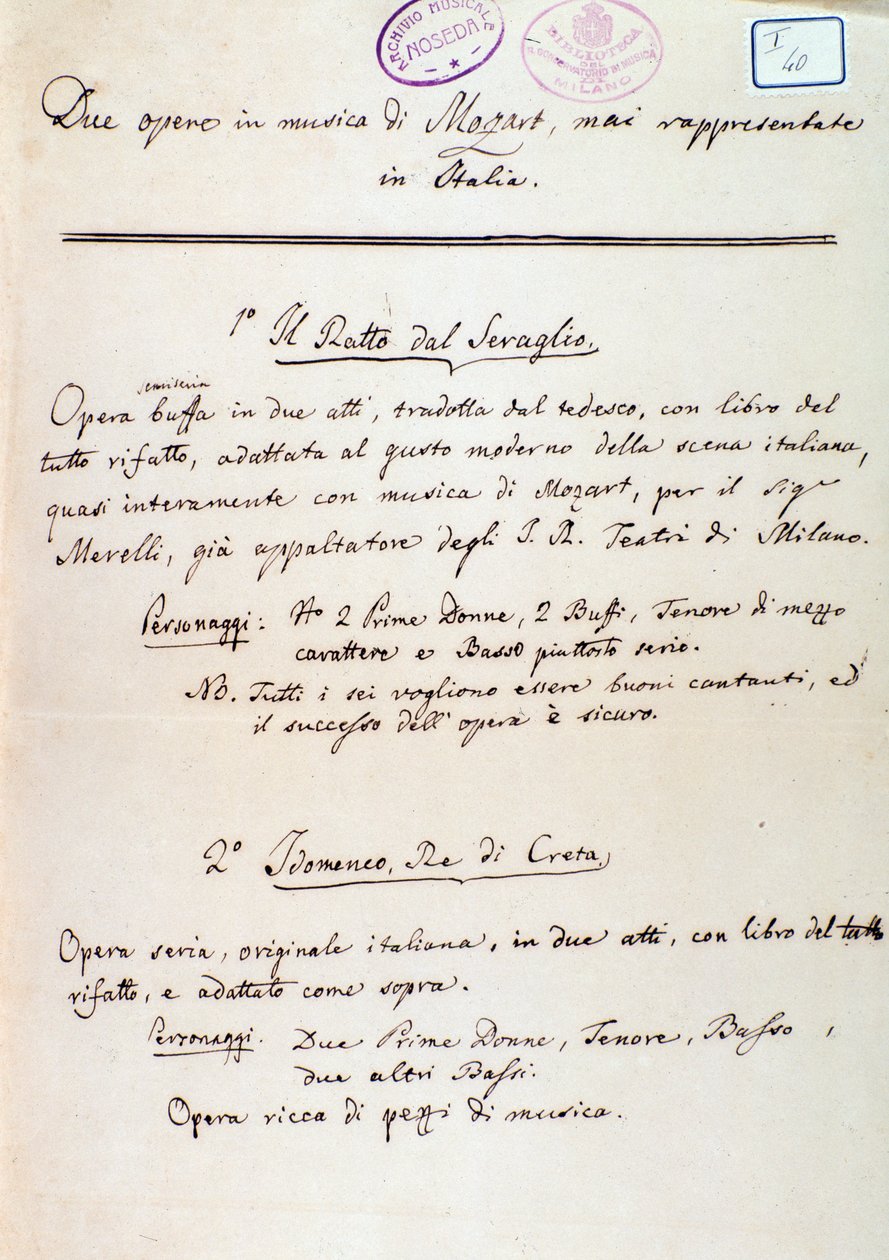Prefácio ao libreto da adaptação de Lichtenthal do "Die Entfuhrung aus dem Serail" de Mozart de Peter Lichtenthal