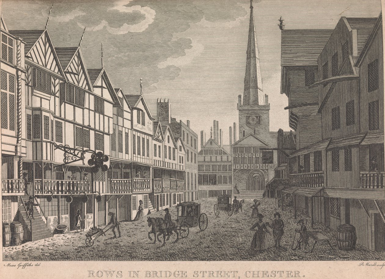 Fileiras em Bridge Street, Chester; página 64 (Volume Um) de Peter Mazell