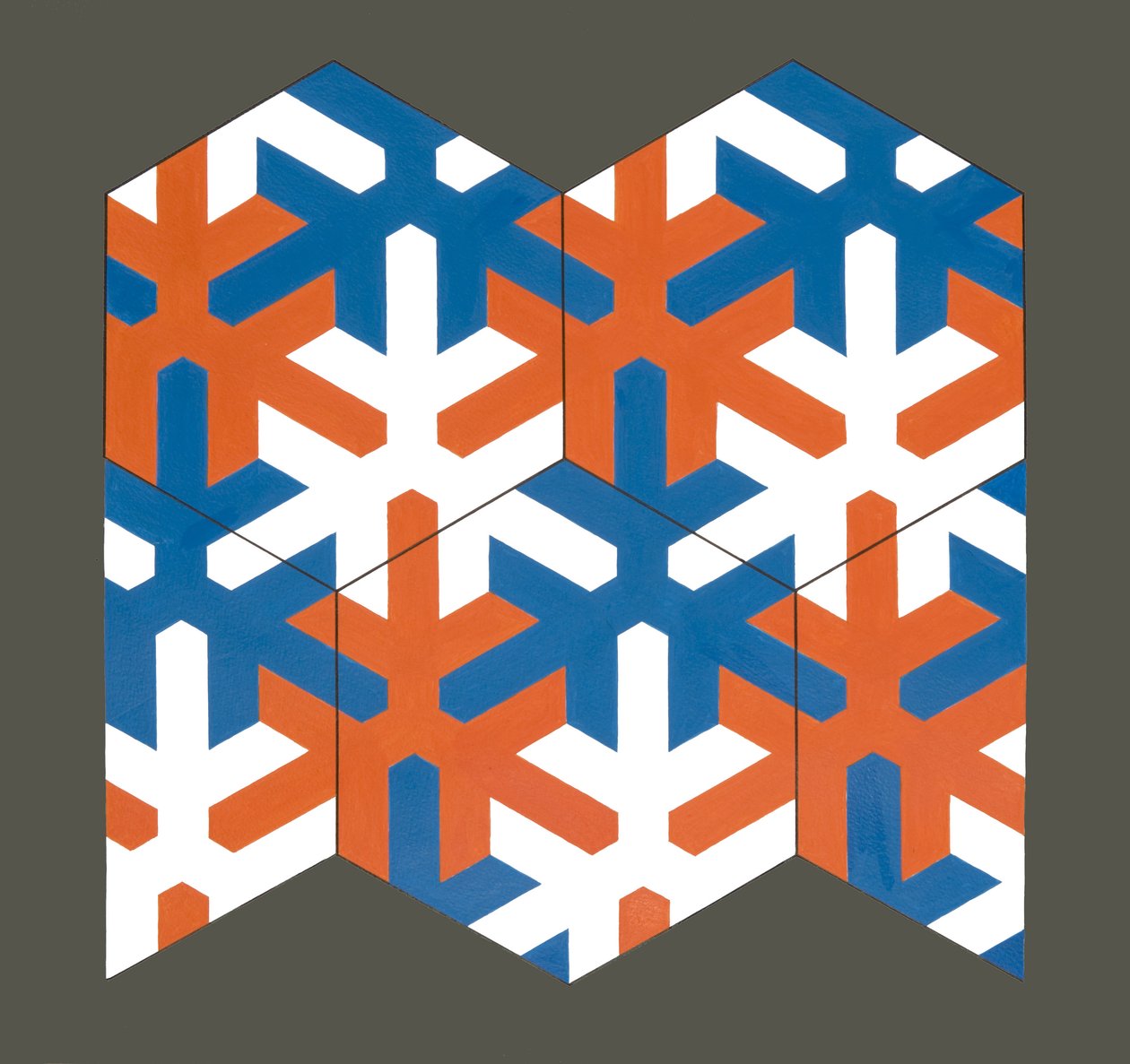 Template Hexagonal, 2007 (acrílico sobre papel) de Peter McClure