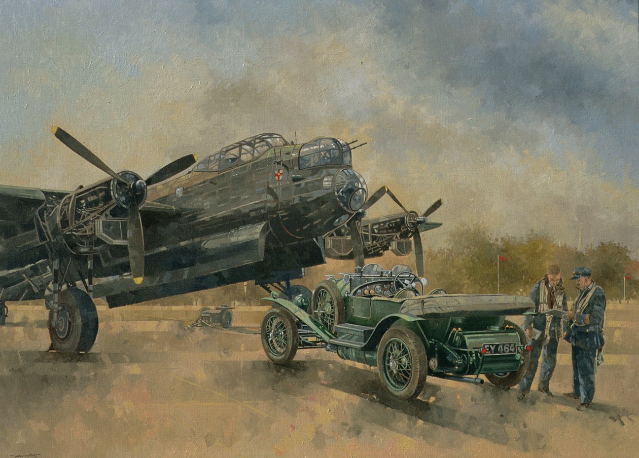 A Lancaster and a Bentley, 2000 (óleo sobre tela) de Peter Miller