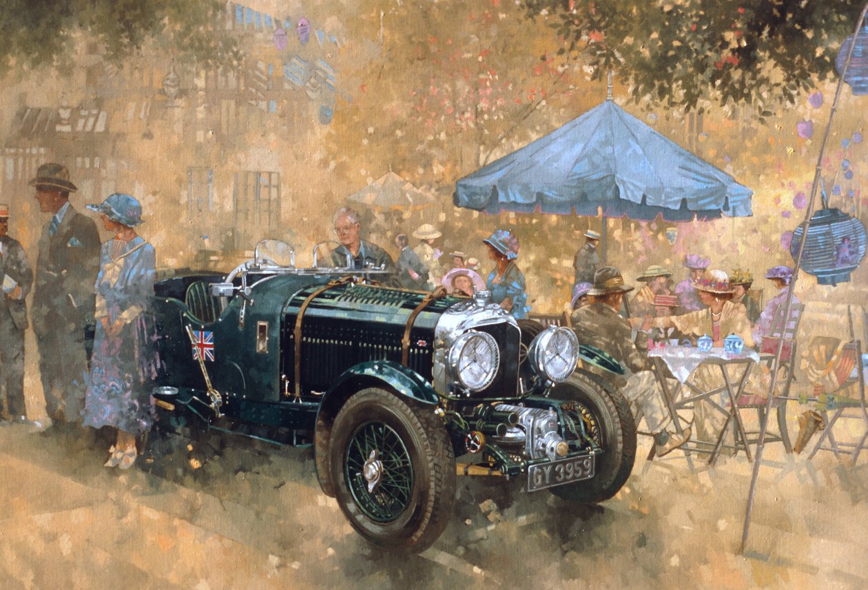 Festa no jardim com o Bentley (óleo sobre tela) de Peter Miller