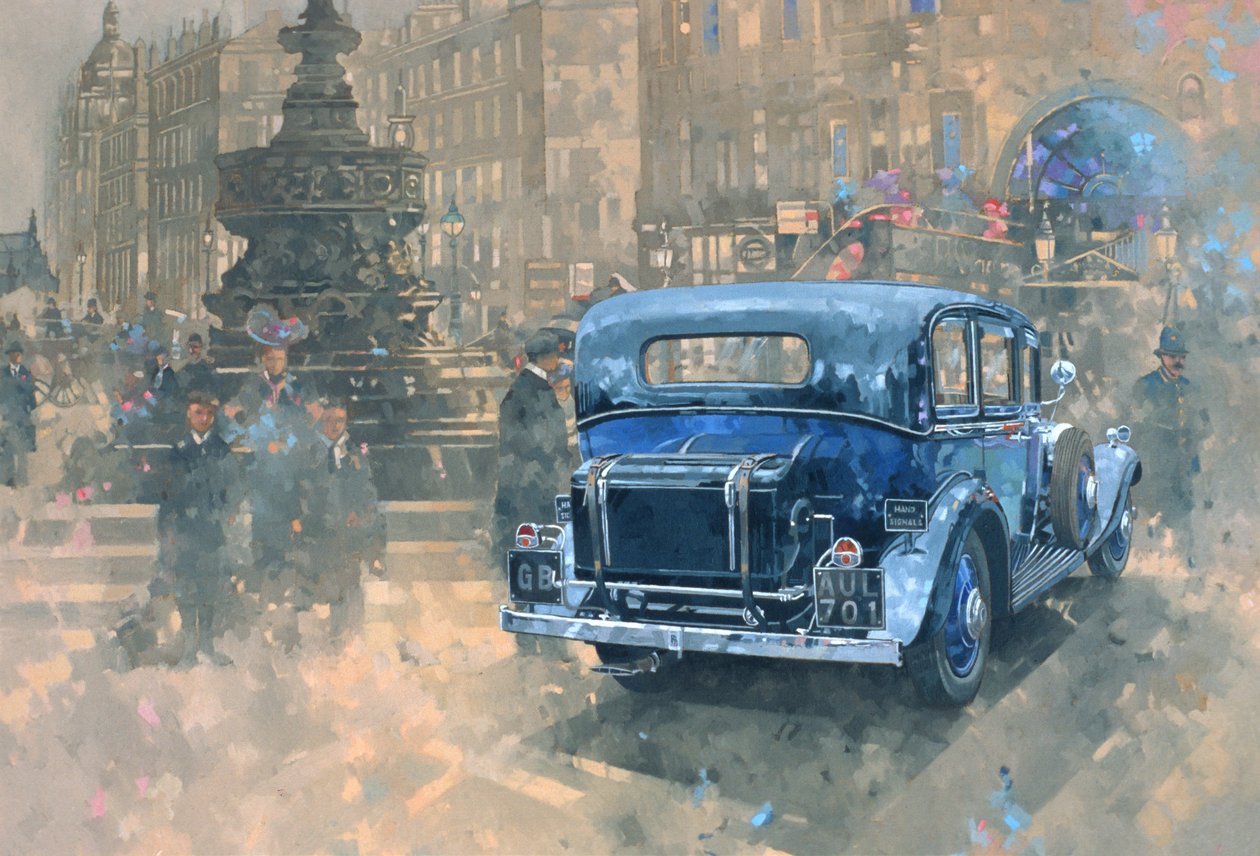 Fantasma em Piccadilly (detalhe) (óleo sobre tela) de Peter Miller