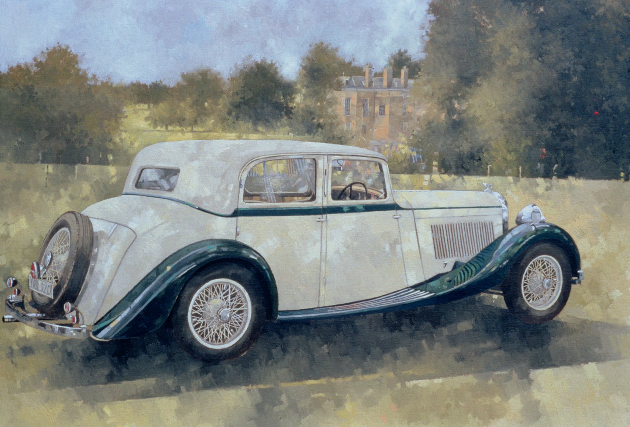 O Bentley Verde e Branco em Althorp (óleo sobre tela) de Peter Miller
