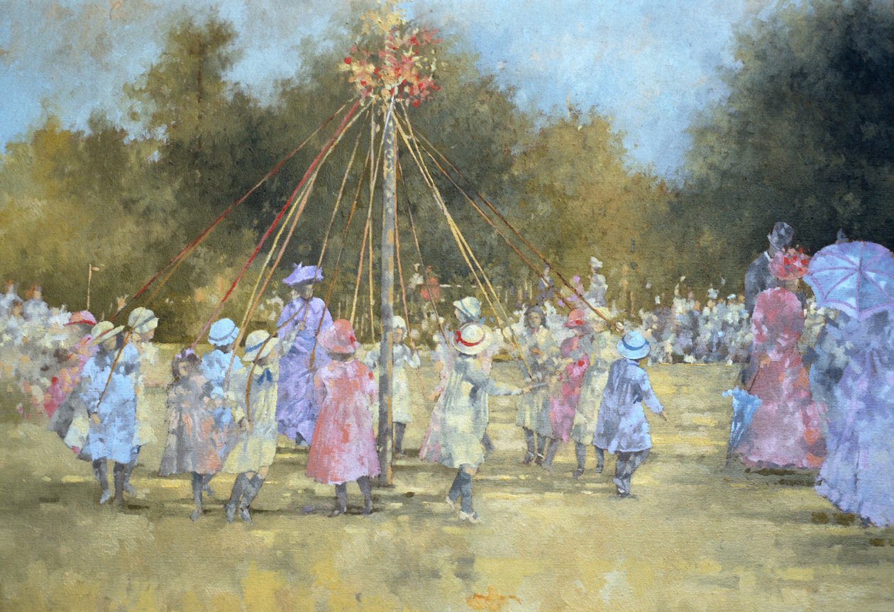 O Maypole (óleo sobre tela) de Peter Miller