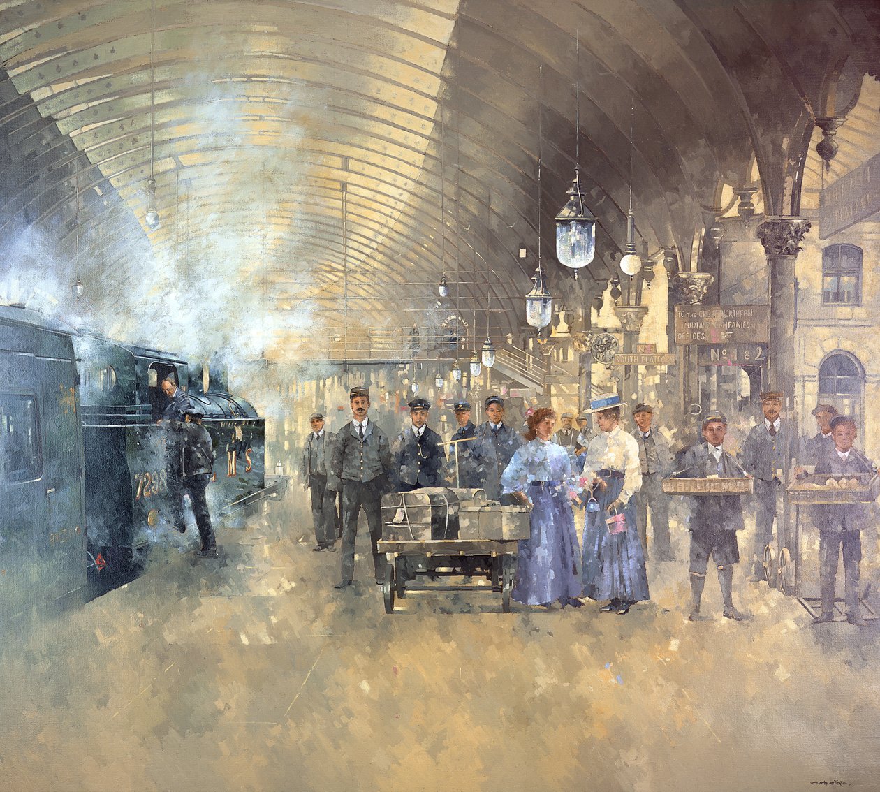 Estação Ferroviária de York (óleo sobre tela) de Peter Miller