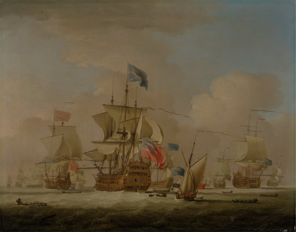 Homens de Guerra britânicos e um Sloop de Peter Monamy