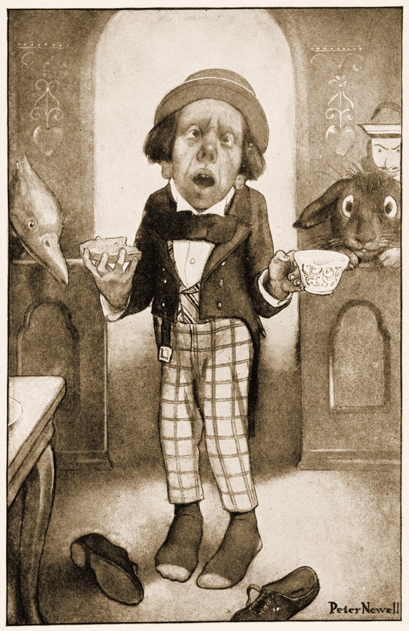 Eu sou um homem pobre, sua Majestade, o Chapeleiro começou, com uma voz trêmula, ilustração para Lewis Carrolls Alices Aventuras no País das Maravilhas, 1901 de Peter Newell