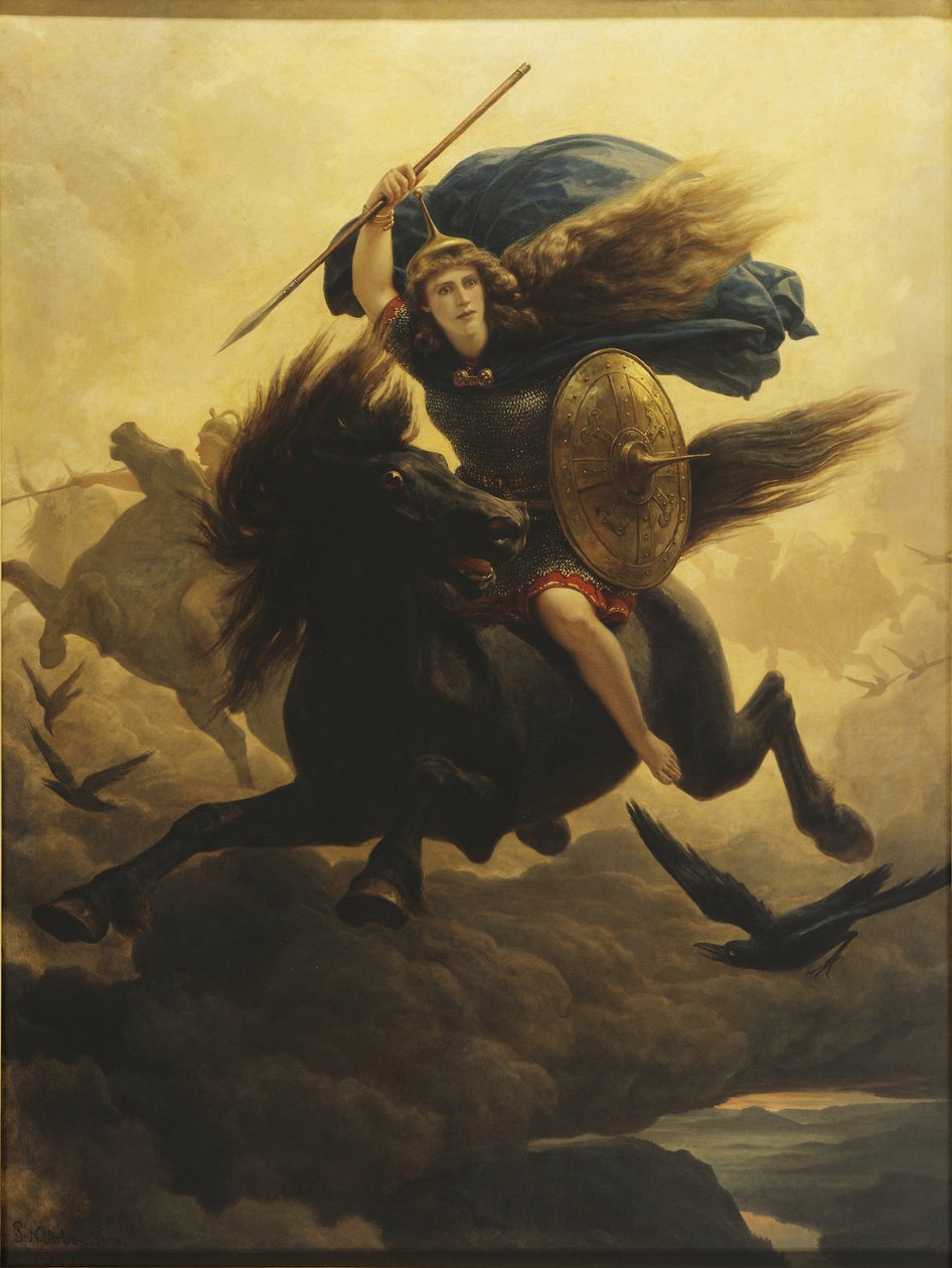 Les valkyries - The Walkueren (Valquírias), de Arbo, Peter Nicolai (1831-1892). Óleo sobre tela de Peter Nicolai Arbo