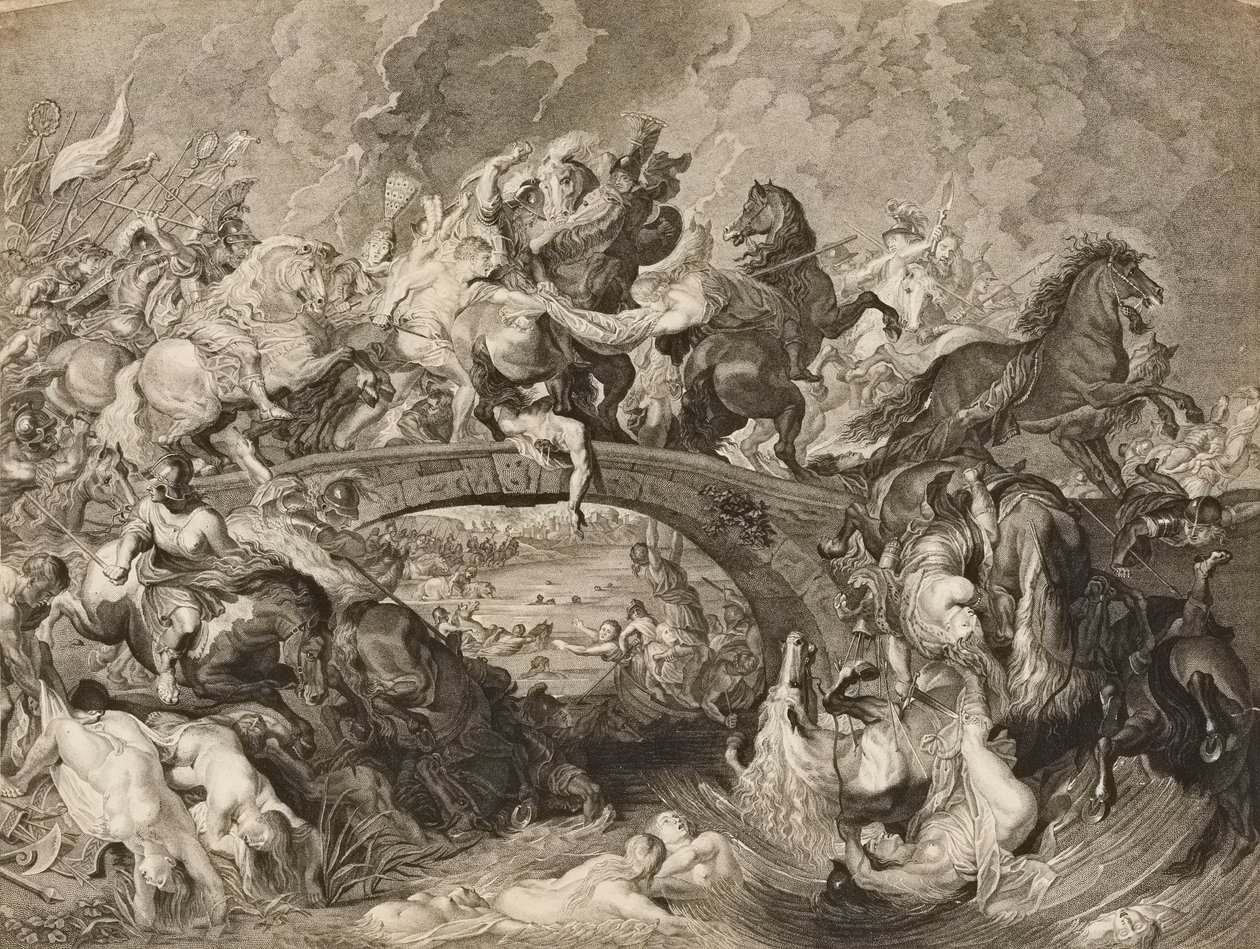 Batalha das Amazonas (gravura) de Peter Paul (after) Rubens