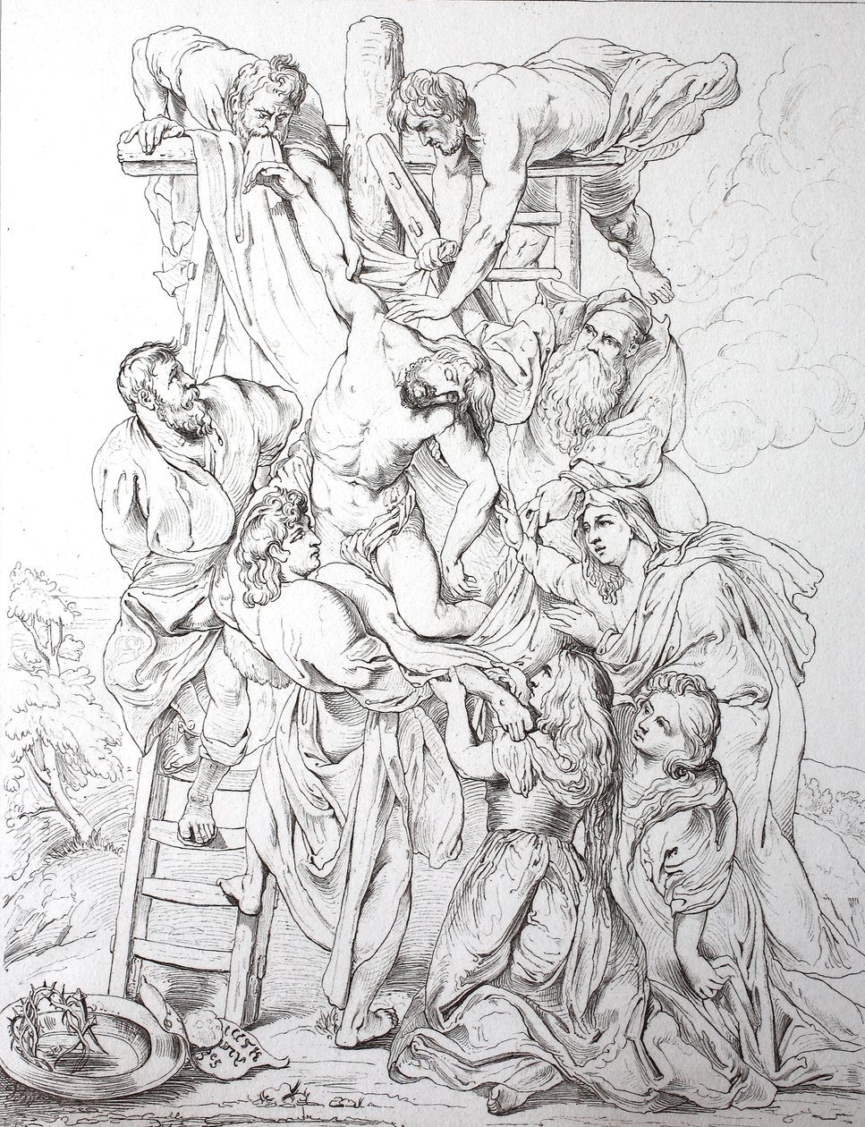 Jesus Cristo, Descida da Cruz (estampa) de Peter Paul (after) Rubens