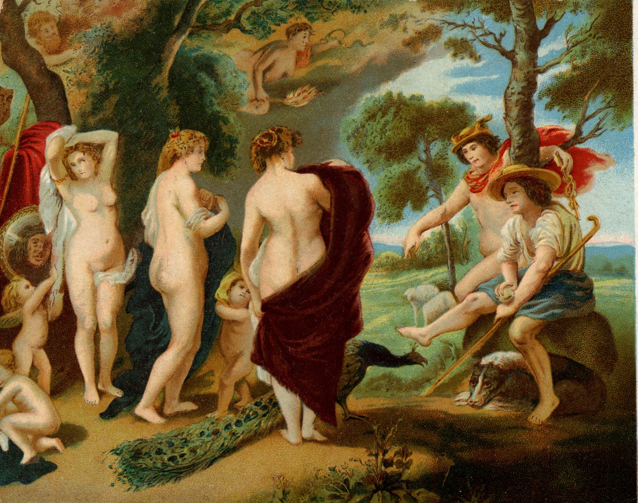 Julgamento de Paris (cromolitografia) de Peter Paul (after) Rubens