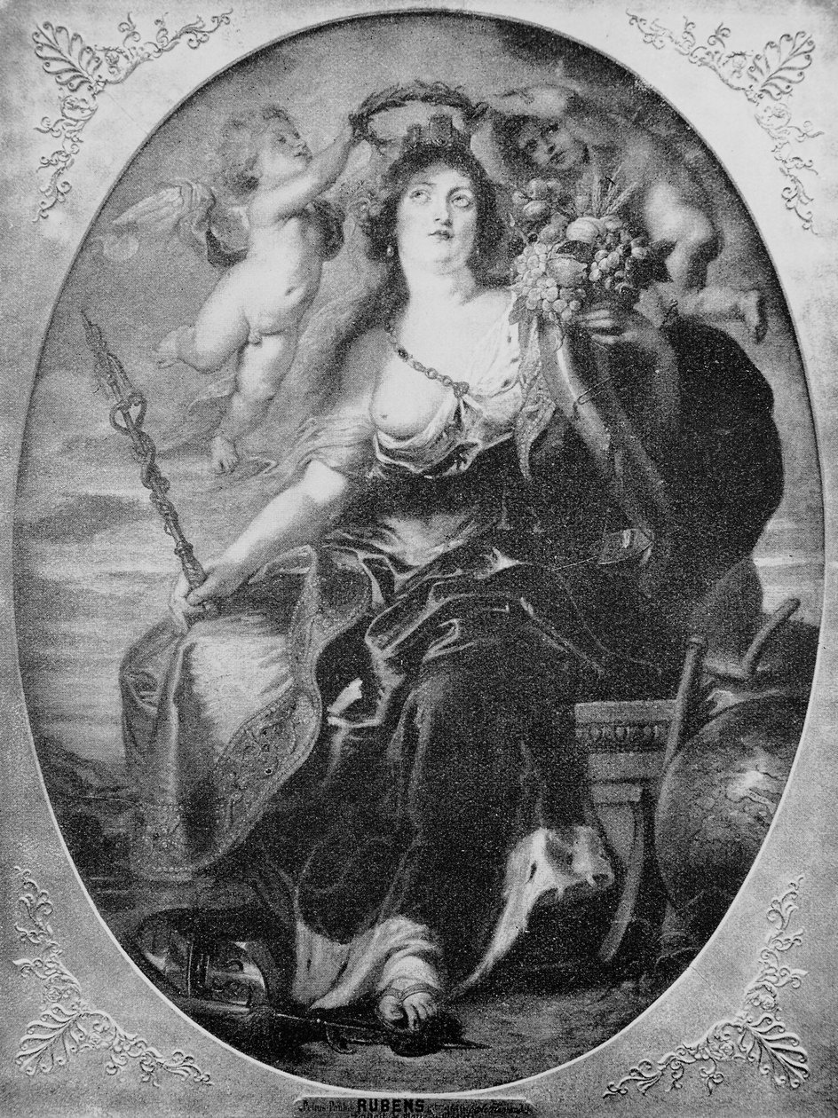Retrato de Maria de Médicis depois de uma pintura de Peter Paul Rubens (gravura) de Peter Paul (after) Rubens
