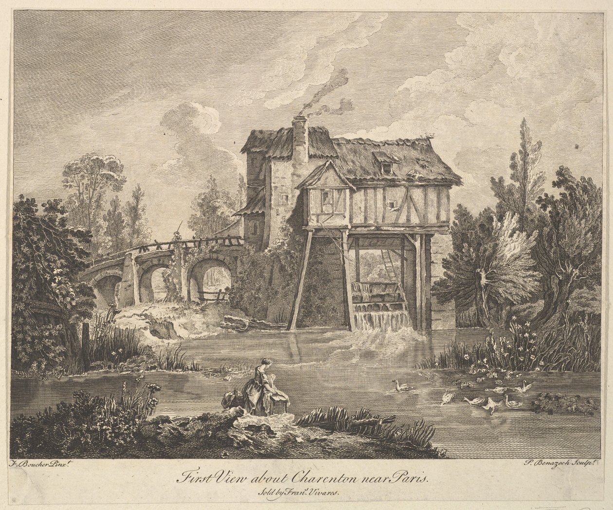Primeira vista de Clarenton perto de Paris, meados do século XVIII. de Peter Paul Benazech