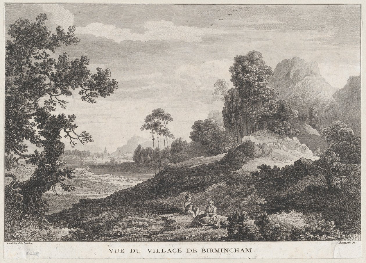 Vista da vila de Birmingham, ca. 1755., c. 1755. de Peter Paul Benazech