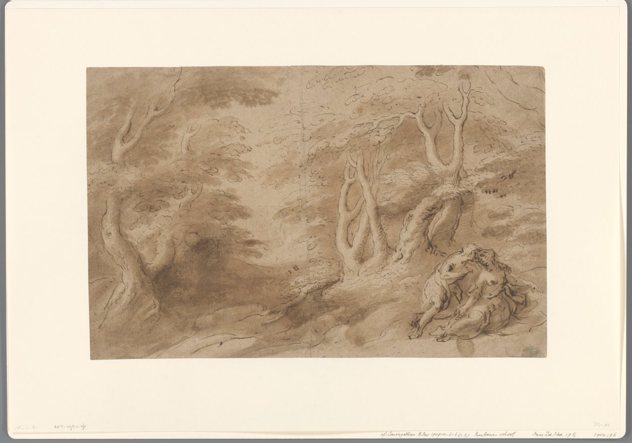 Paisagem com casal apaixonado de Peter Paul Rubens (school of)