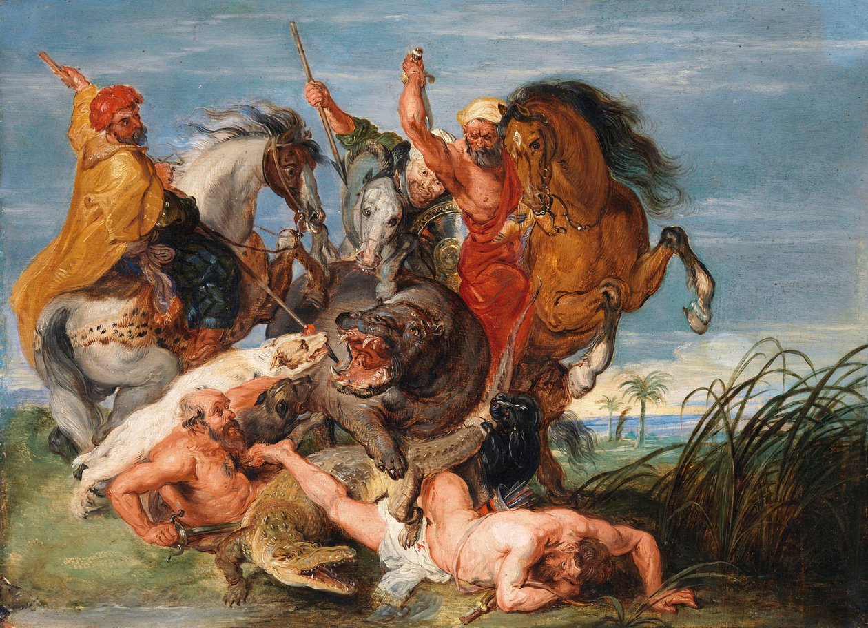 Uma caça ao hipopótamo e ao crocodilo de Peter Paul Rubens