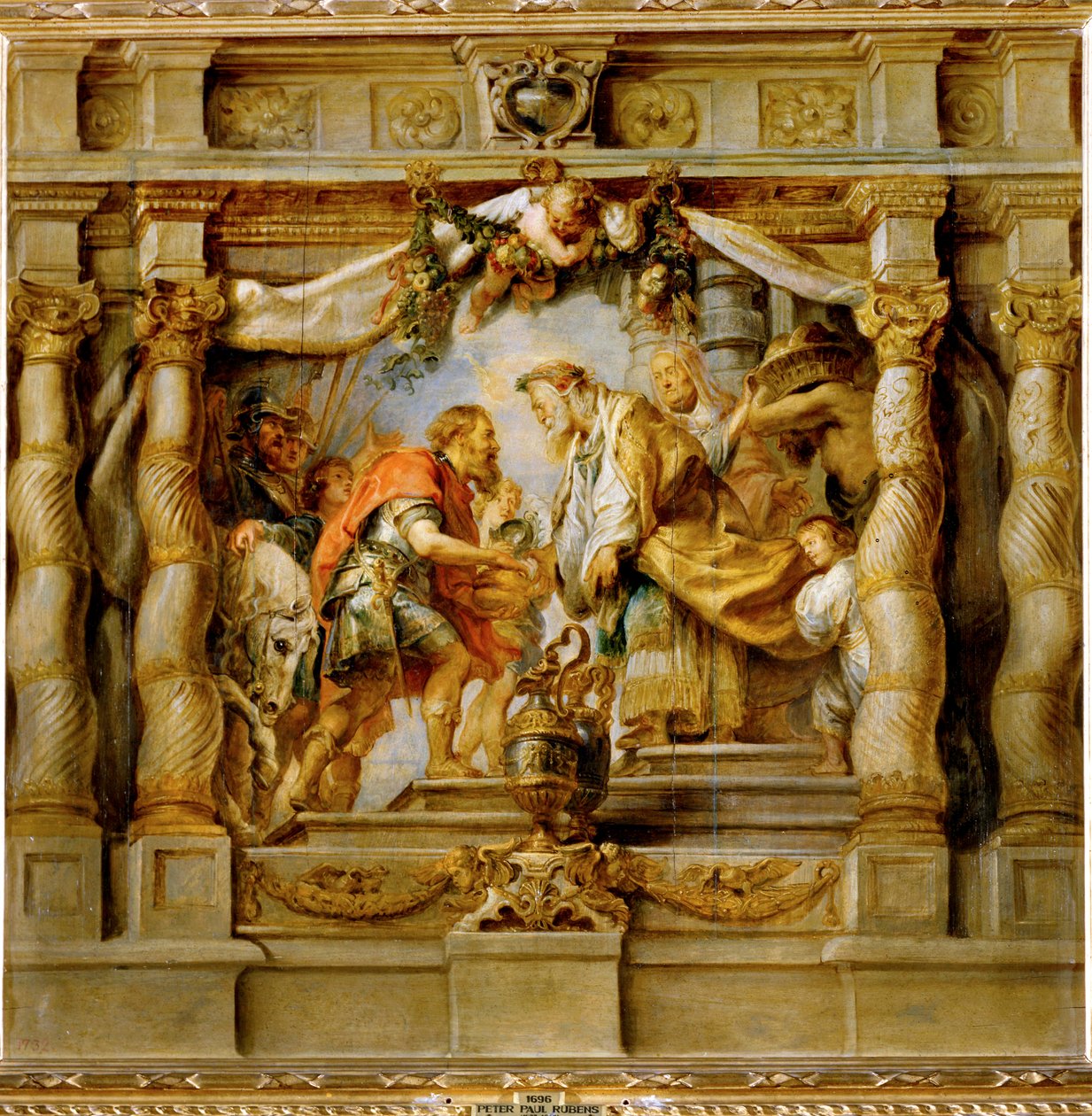 Abraão oferece o dízimo ao Sacerdote-Rei Melquisedeque de Salém (pintura sobre madeira) de Peter Paul Rubens