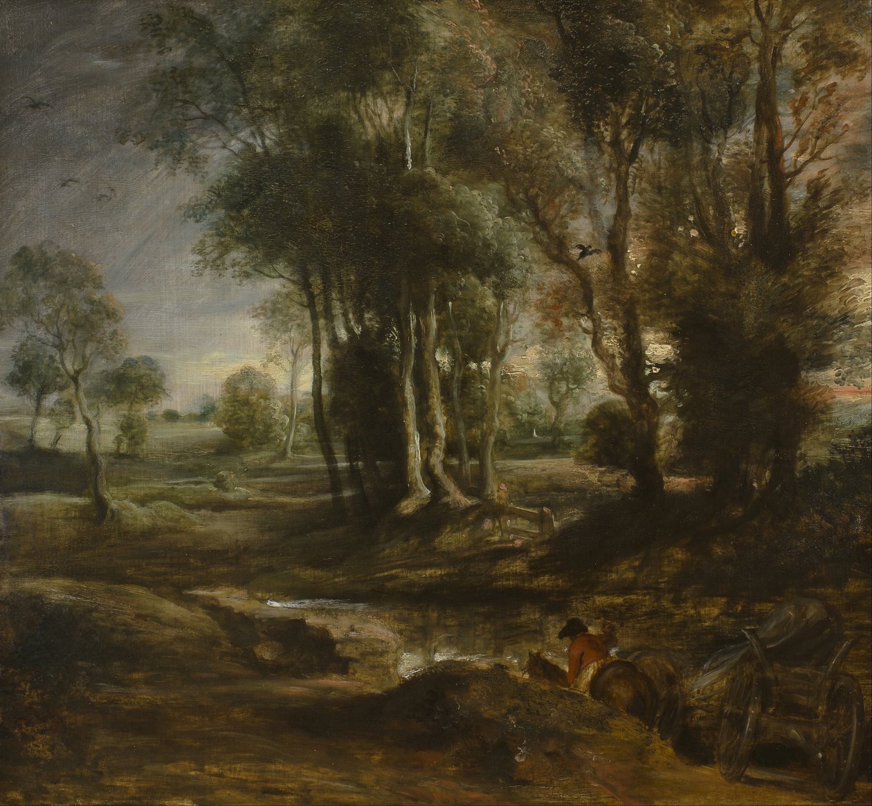 Paisagem noturna com carro de lavrador de Peter Paul Rubens