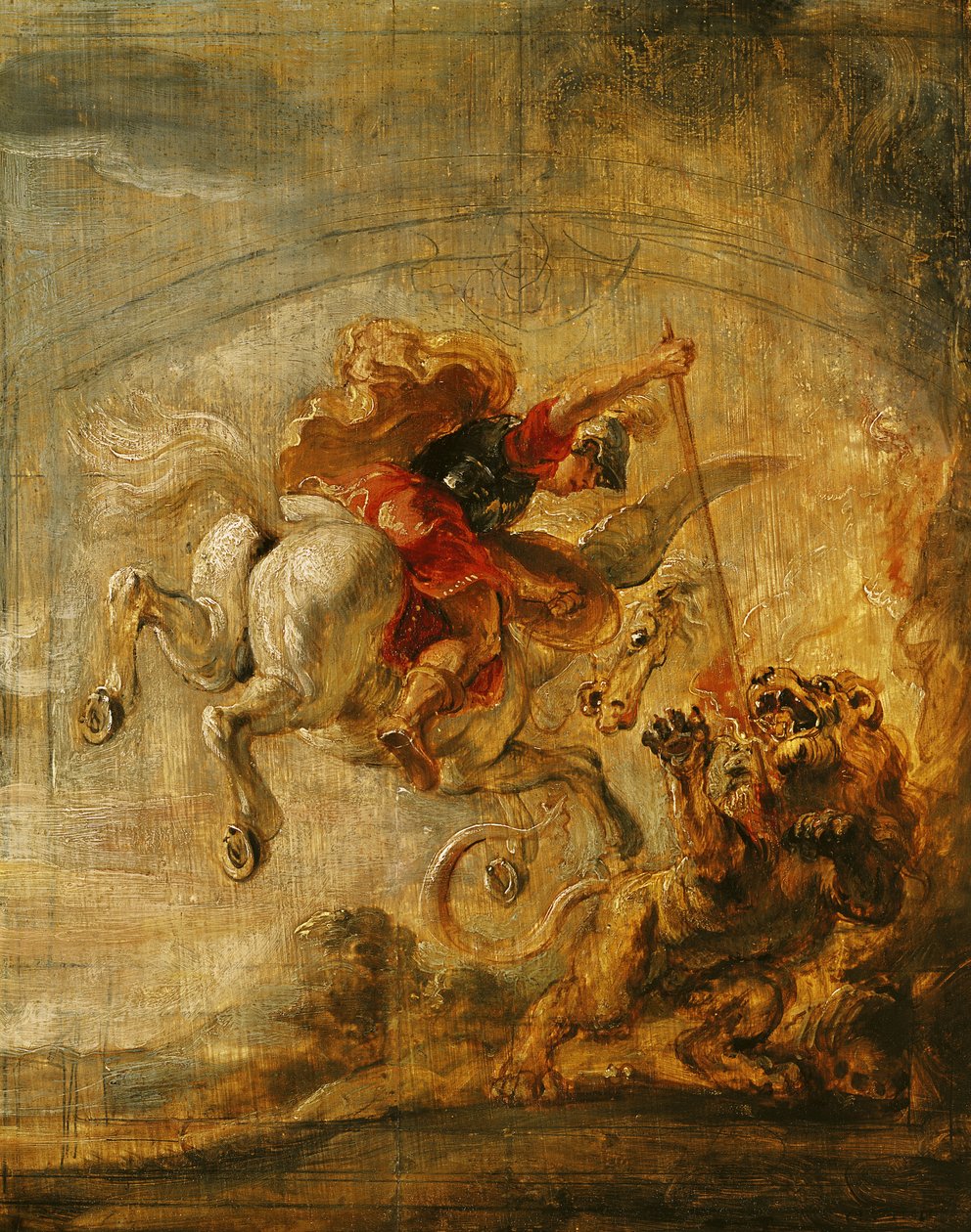 Belerofonte montando pegasus lutando contra a quimera, 1635 de Peter Paul Rubens