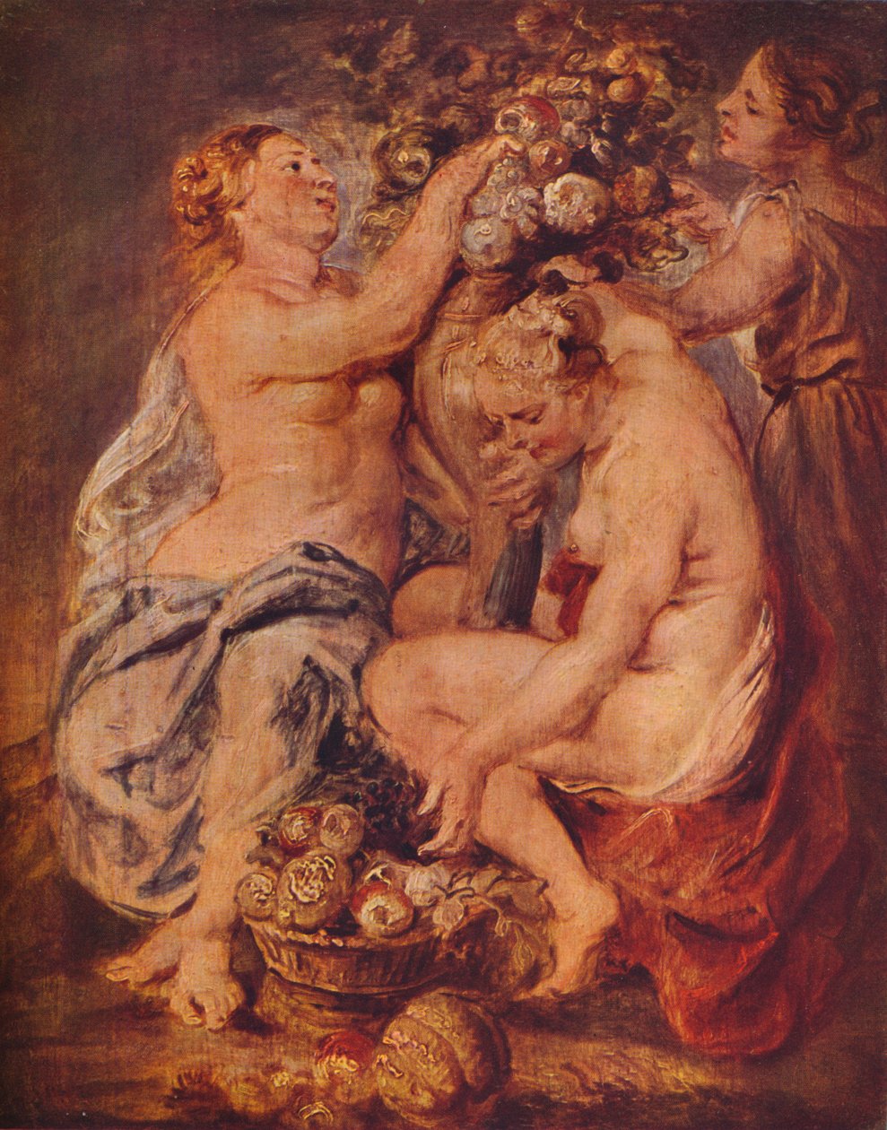Ceres e duas ninfas com uma cornucópia, c1617 de Peter Paul Rubens