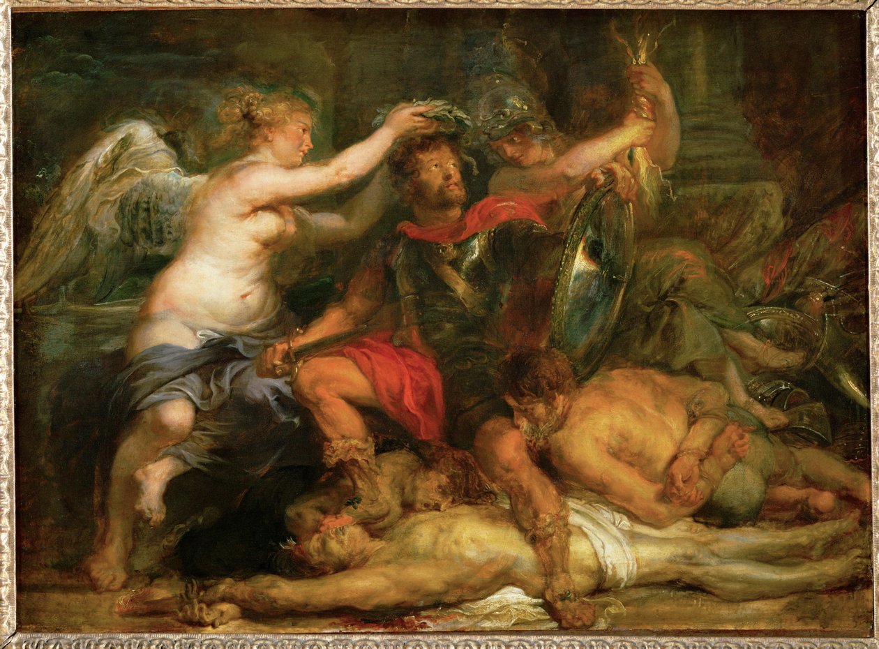 Coroação do vencedor, c.1630 (pintura sobre madeira de carvalho) de Peter Paul Rubens