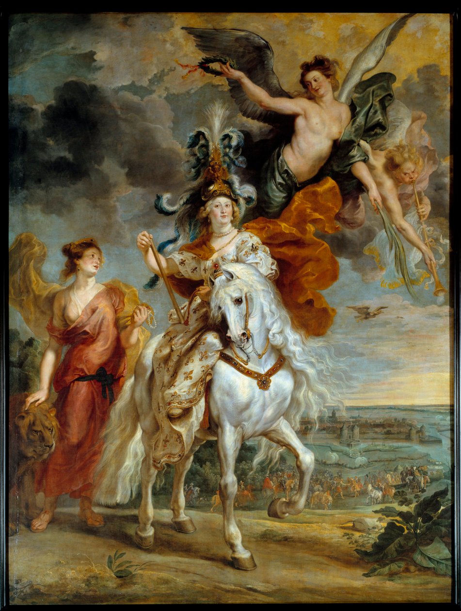 Cycle des Medicis: "the triumph of Juliers on 1 September 1610" (ou a viagem de Marie de Medicis à Ponte Ce em Anjou" A Rainha é representada a cavalo. Pintura de Pierre Paul (Pierre-Paul) Rubens (ou Peter Paul ou Petrus Paulus) (1577-1640) 16 de Peter Paul Rubens