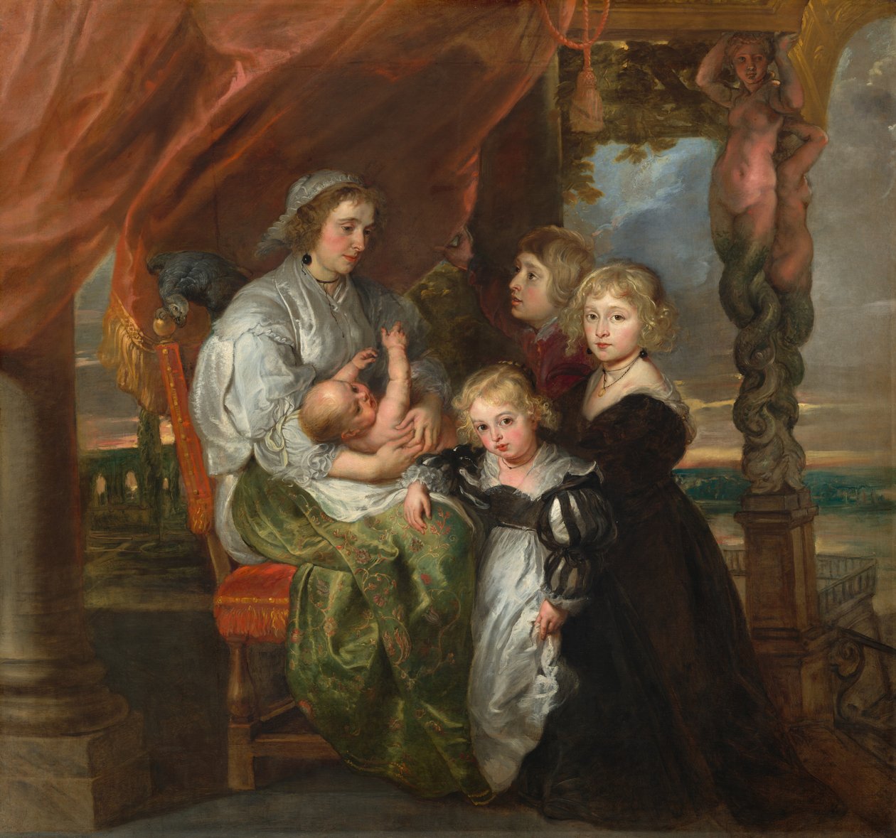 Deborah Kip, esposa de Sir Balthasar Gerbier, e seus filhos, 16291630, problema retrabalhado. meados da década de 1640 de Peter Paul Rubens