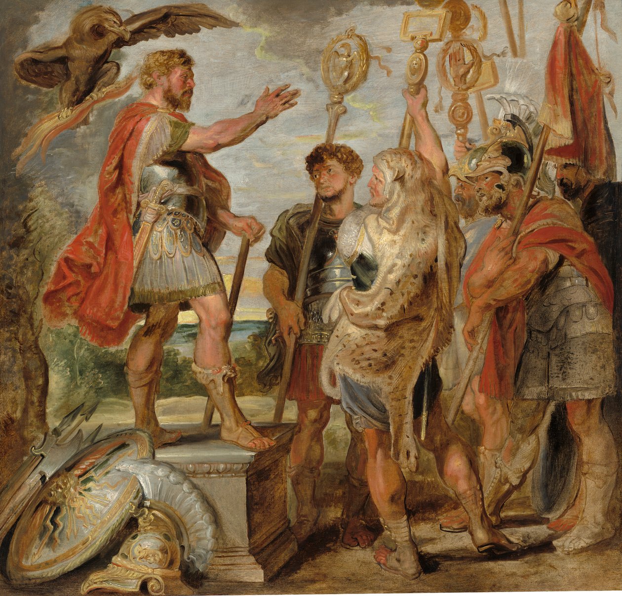 Decius Mus Addressing the Legions, c.1616 (óleo sobre cartão, transferido de madeira e tela) de Peter Paul Rubens