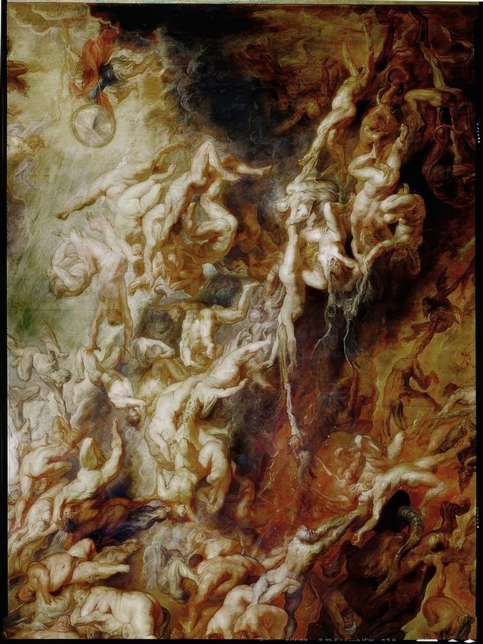 A queda do inferno dos condenados de Peter Paul Rubens