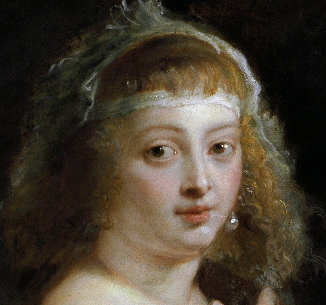 Detalhe de Helene Fourment em túnica de peles de Peter Paul Rubens