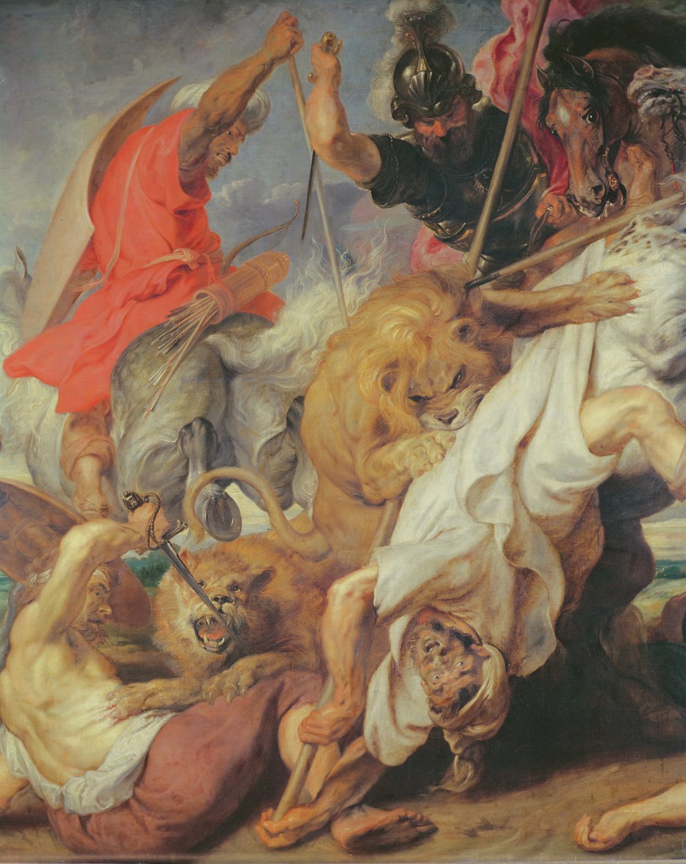 Detalhe da Caça ao Leão, 1621 óleo sobre tela, veja 203326 e 196202 de Peter Paul Rubens