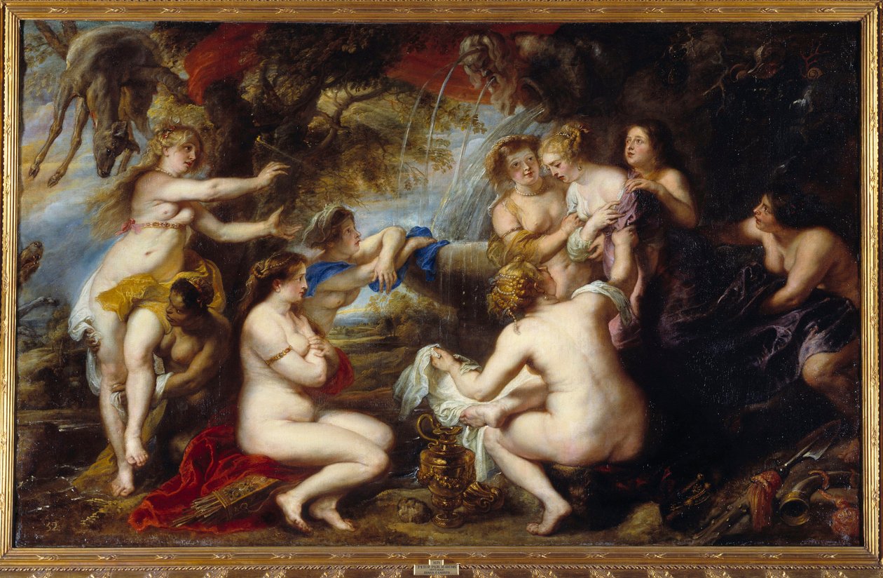 Diane e ninfa Callisto Diane surpreende a grávida Callisto Nymph de Zeus. A ninfa esconde a sua gravidez. Pintura de Pierre Paul (Pierre-Paul) Rubens (ou Peter Paul ou Petrus Paulus) (1577-1640) Sol do século XVII. 2,02x3,23 m Madrid, Museu do Prado. de Peter Paul Rubens