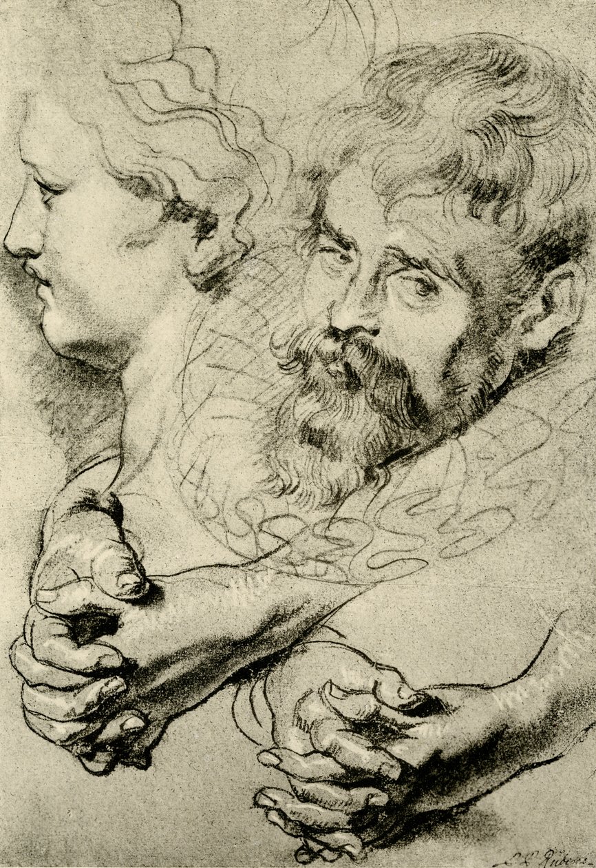 Estudos de cabeça e mão de Peter Paul Rubens
