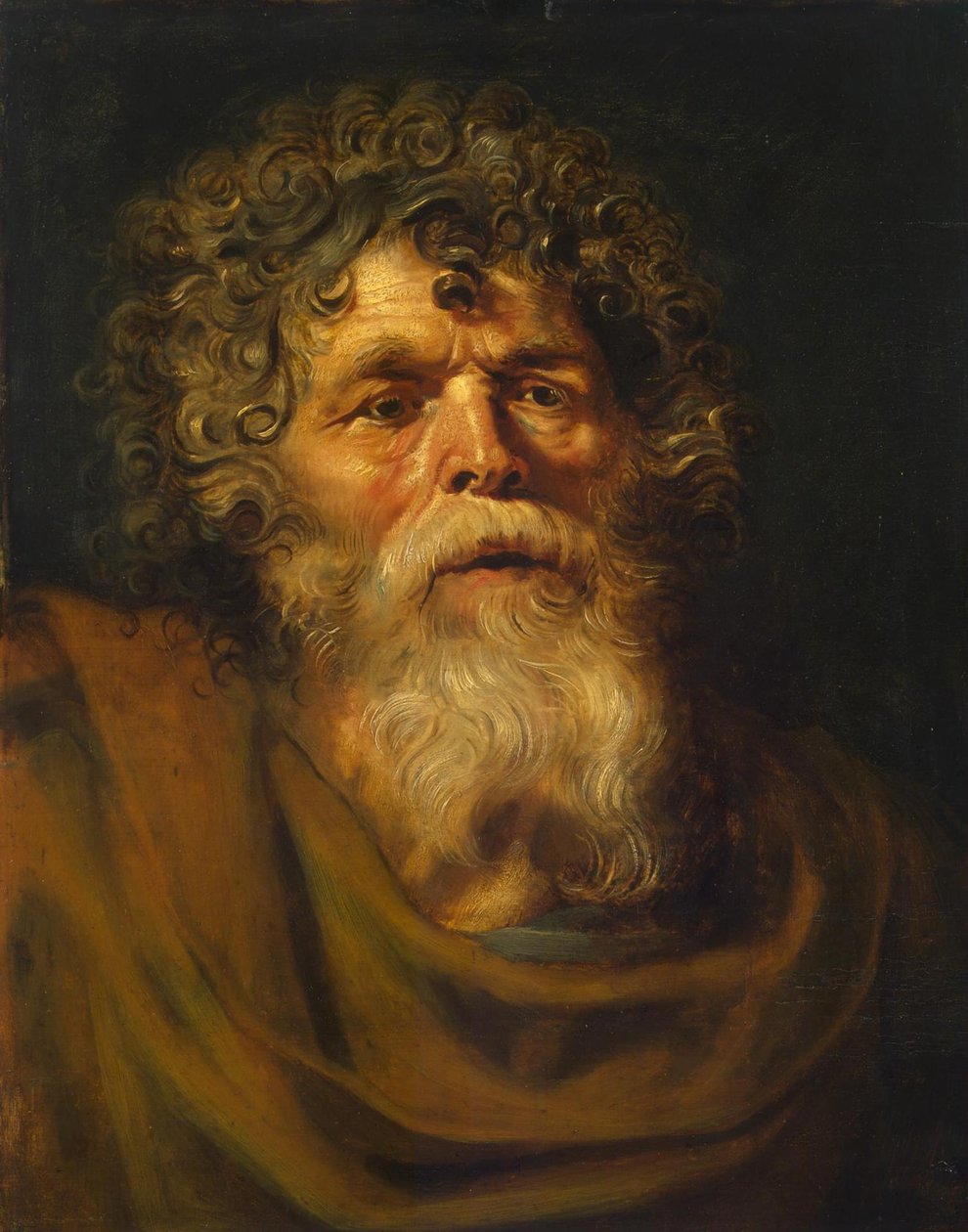 Head of an Old Man, Study for &39;The Crown of Thorns (Ecce Homo)&39;, c.1612-14 (óleo no painel) de Peter Paul Rubens