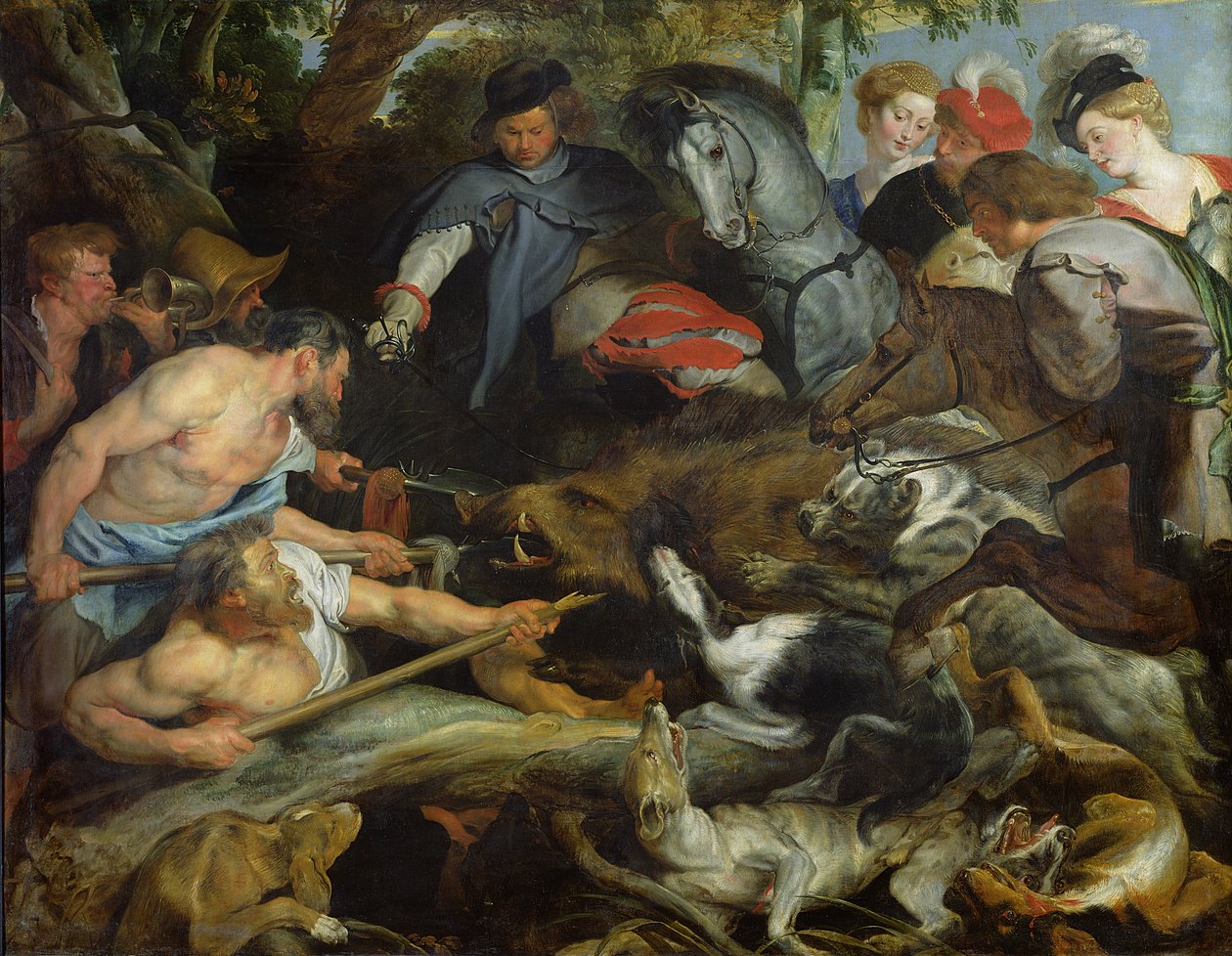 Caçando um Javali, c.1615-16 de Peter Paul Rubens