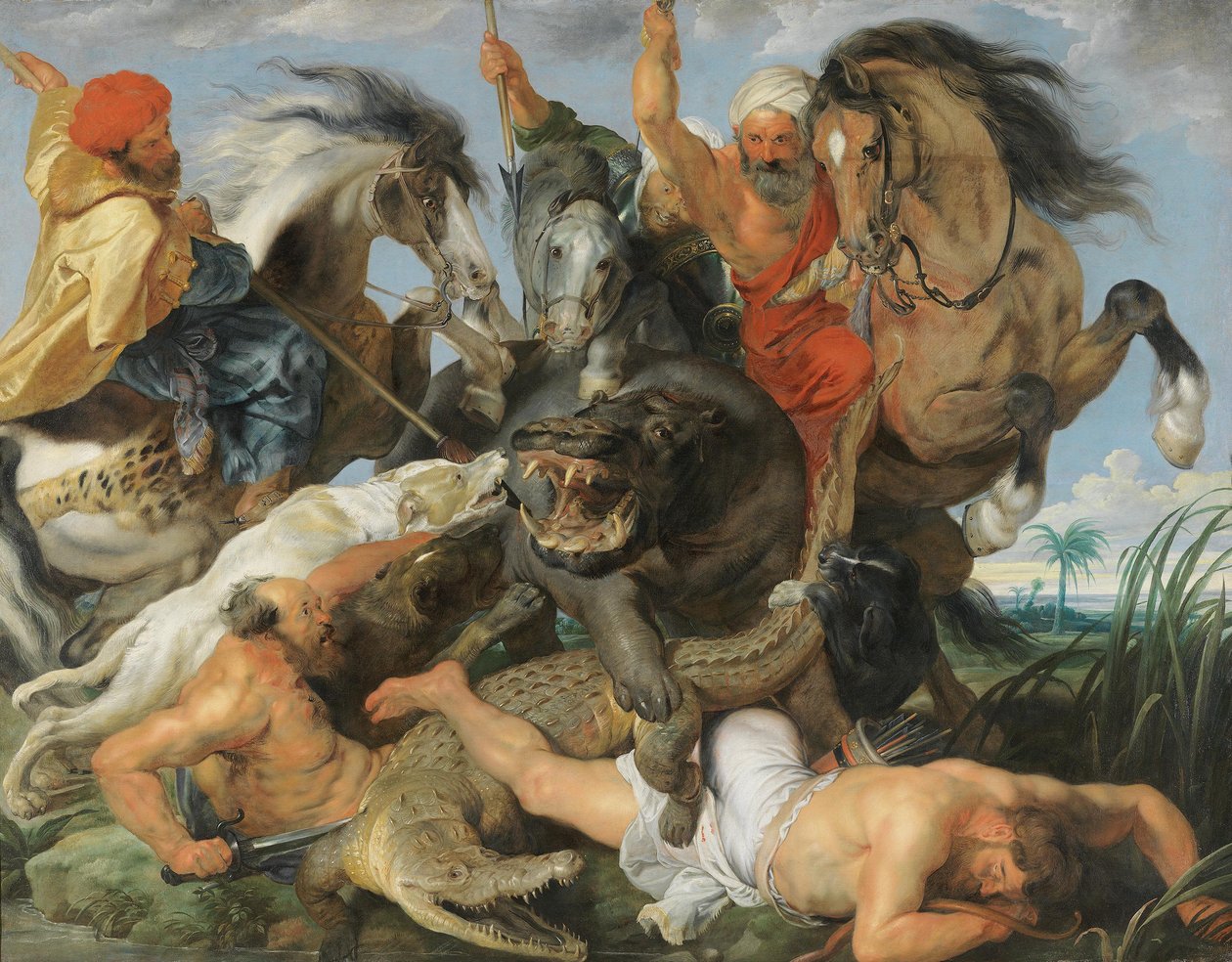 Caça ao hipopótamo e ao crocodilo de Peter Paul Rubens