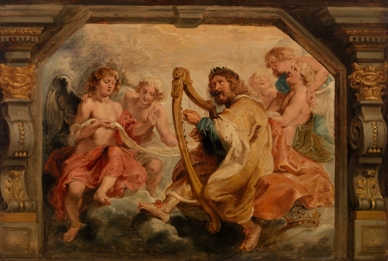 Rei David tocando harpa de Peter Paul Rubens