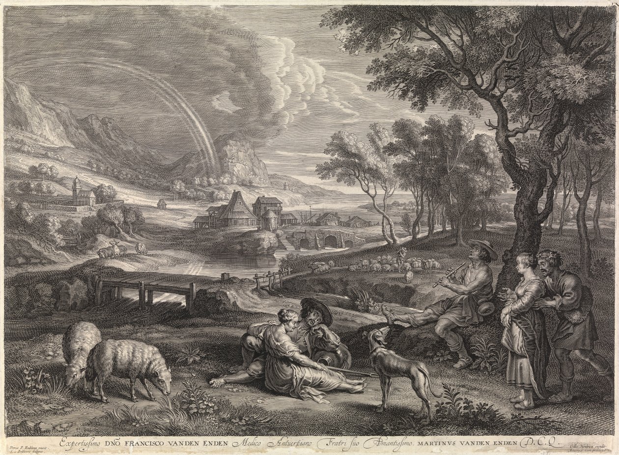 Paisagem com Arco-íris e um Pastor (gravura) de Peter Paul Rubens