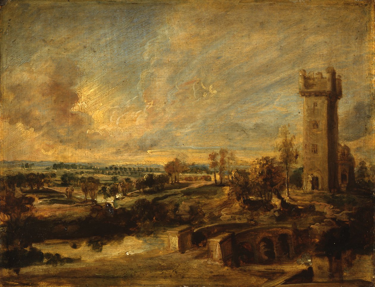 Paisagem com torre de Peter Paul Rubens