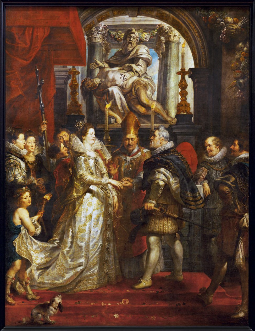 O casamento por procuração de Maria de Médicis e Henrique IV em Florença de Peter Paul Rubens
