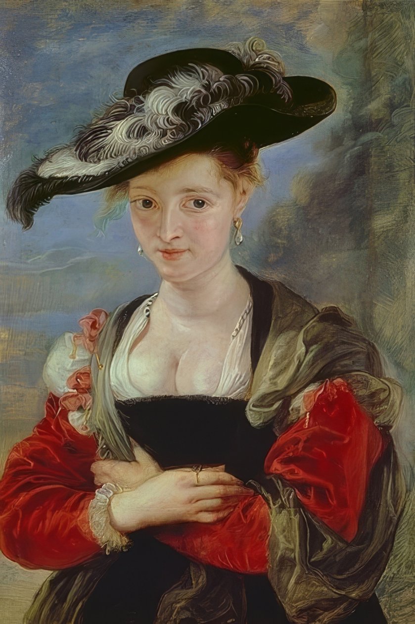 Le chapeau de Paille. Retrato de Susanna Lunden . Provavelmente 1622-25 de Peter Paul Rubens
