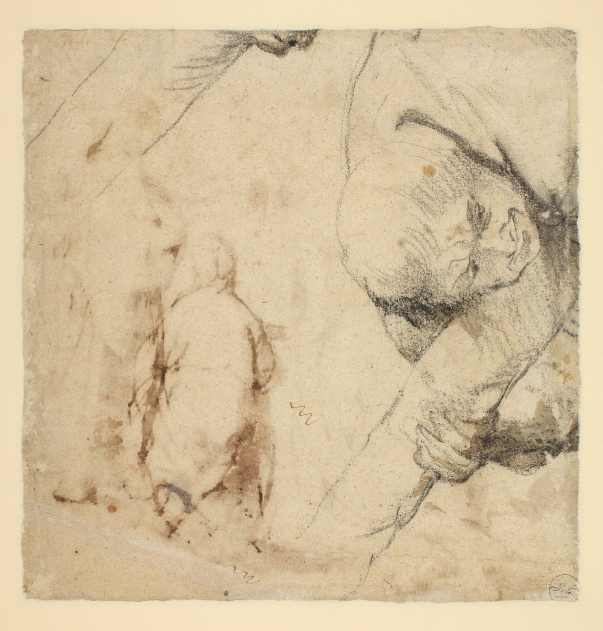Homem segurando um eixo da Cruz de Peter Paul Rubens