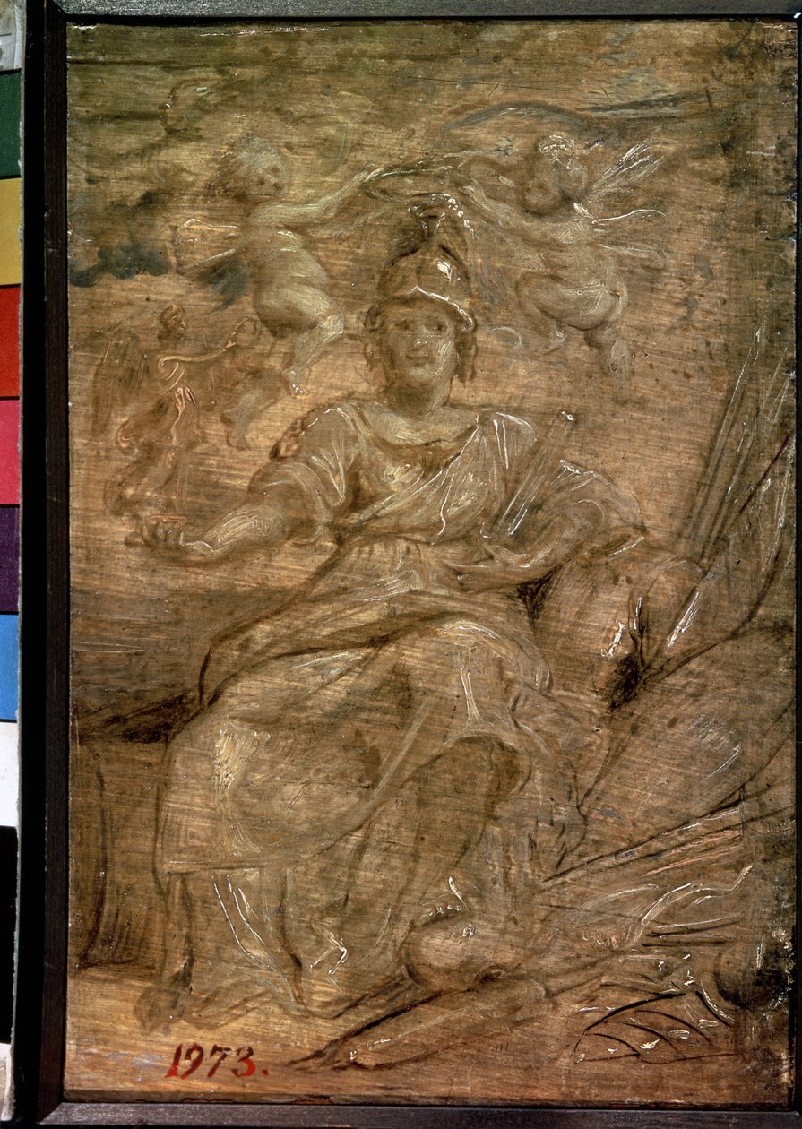 Marie de Medicis (1575-1642) e Pallas Athena (Marie de Medici como Pallas Athena). Peinture de Pierre Paul (Pierre-Paul) Rubens (ou Peter Paul ou Petrus Paulus) (1577-1640). Huile sur bois, 22,5 x 15 cm de Peter Paul Rubens
