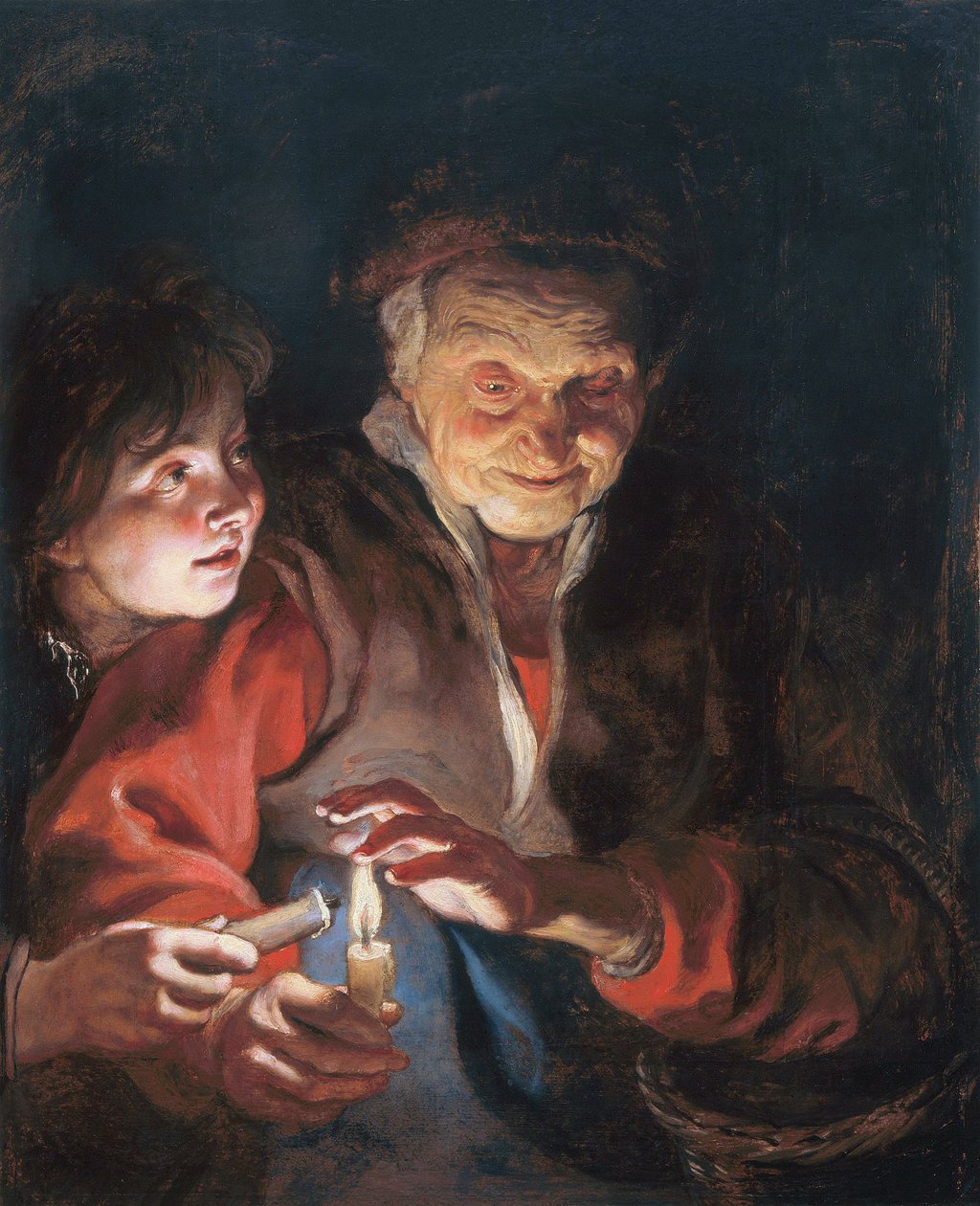 Anciã e rapaz com velas de Peter Paul Rubens