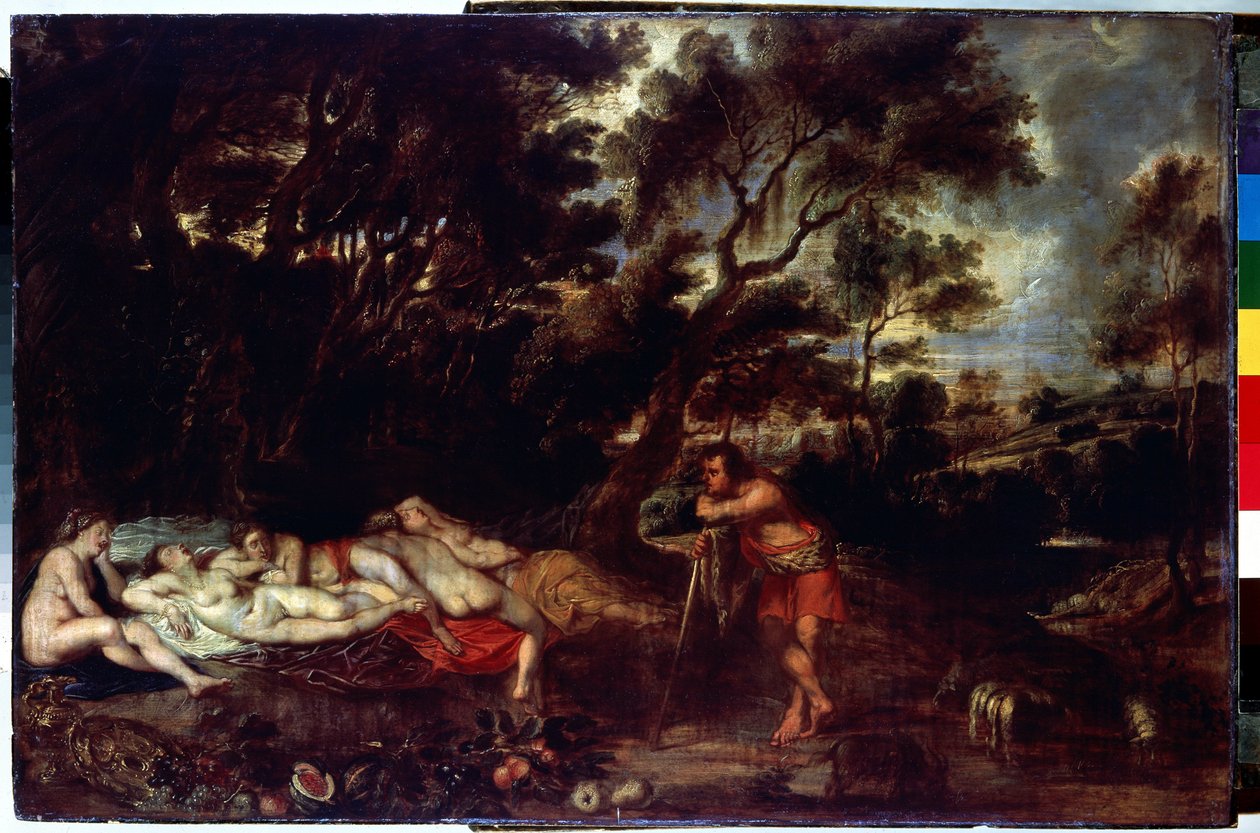 Paisagem com Cimon e Ifigênia (Paisagem com Cymon e Ifigênia). Pintura de Peter Paul (Pierre-Paul) Rubens (ou Peter Paul ou Petrus Paulus) (1577-1640). Óleo sobre madeira, 49 x 73 cm. Arte flamenga, arte barroca. Museu Hermitage, São Petersburgo. de Peter Paul Rubens