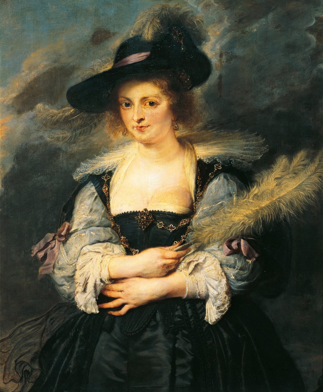 Retrato de Helene Fourment, de Peter Paul Rubens (1577-1640), Detalhe de Peter Paul Rubens