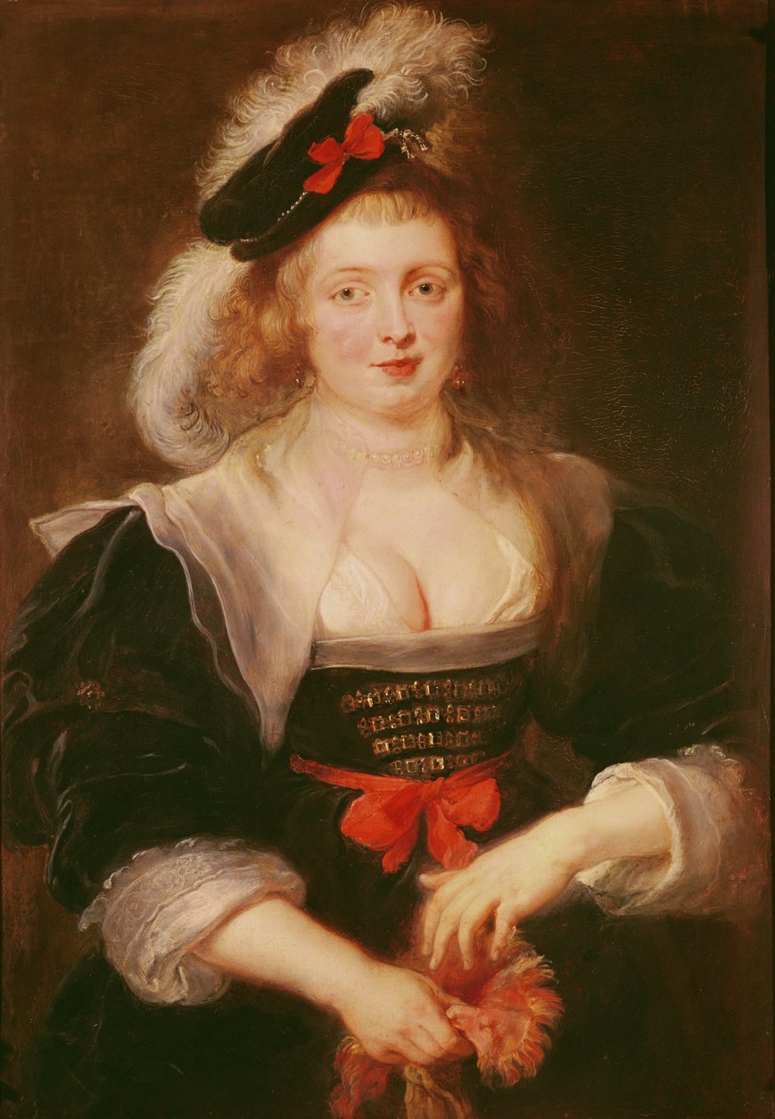 Retrato de Helene Fourment com luvas, c.1632 (óleo no painel) de Peter Paul Rubens