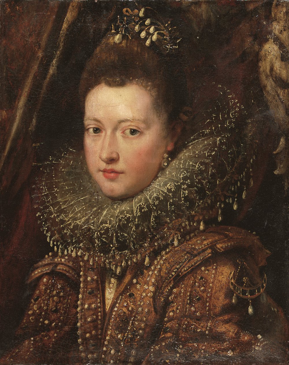 Retrato da princesa Margherita Gonzaga, à altura do busto - um fragmento (óleo sobre tela) de Peter Paul Rubens